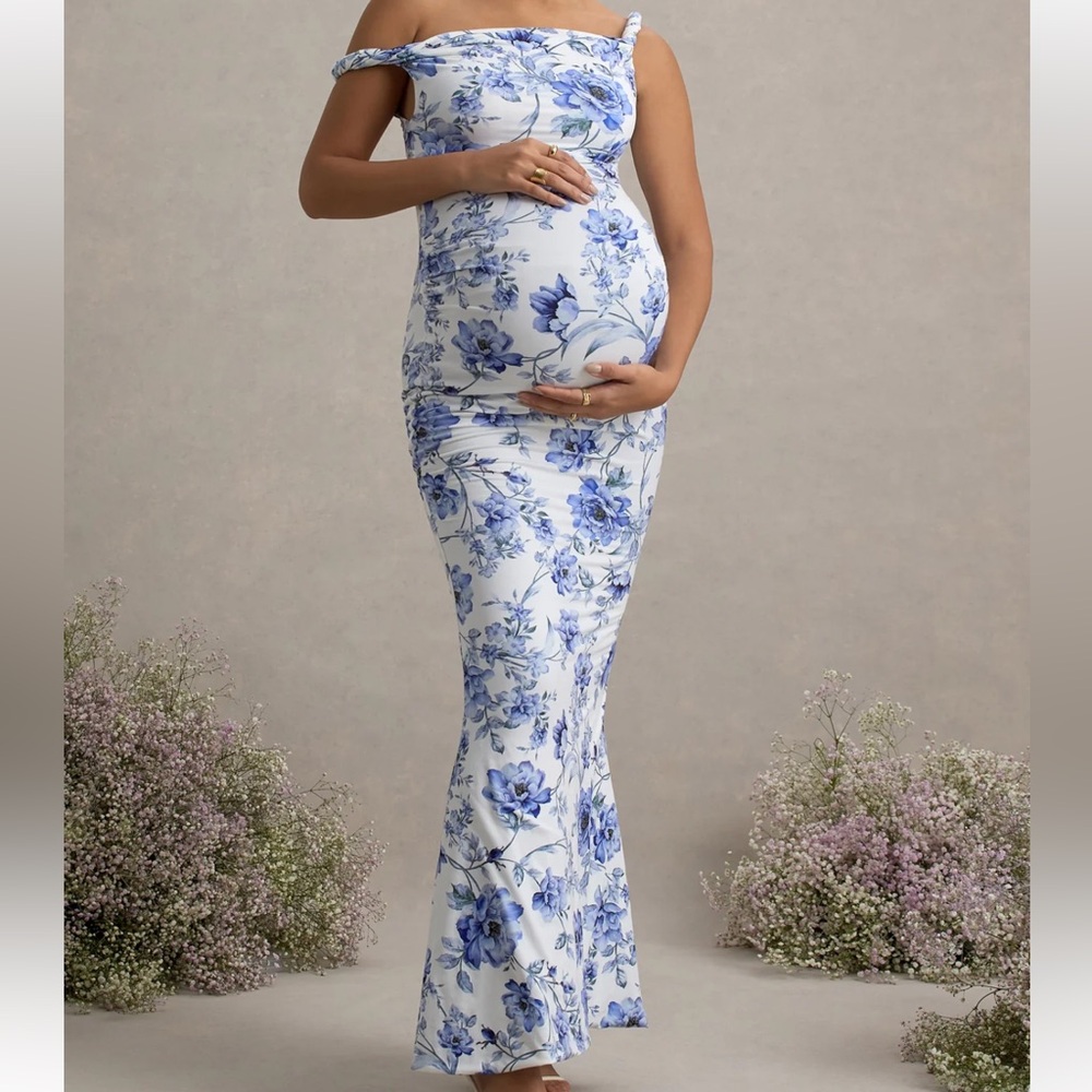 Floral Off-Shoulder Maternity Dress